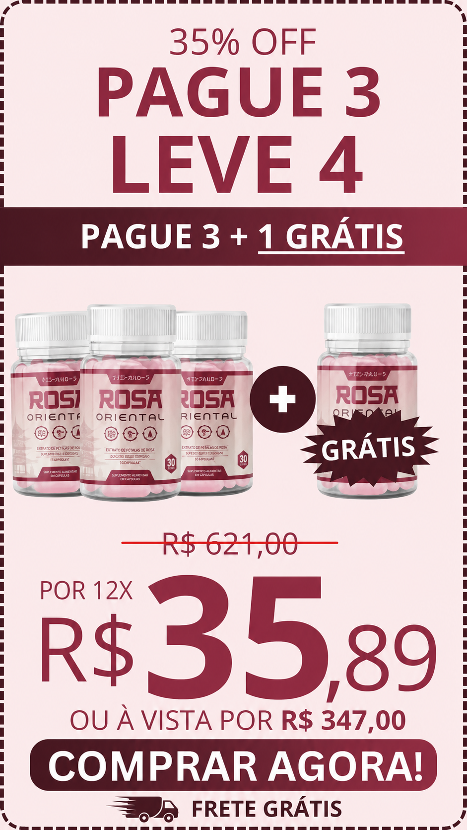 Oferta Rosa Oriental: pague 3 e leve 4